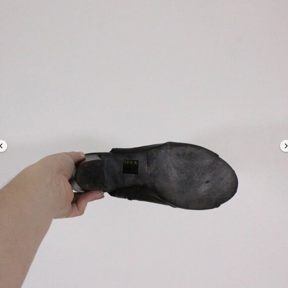 *Le Chateau Black Slingback Mule Heels Womens Open Toe Bootie Leather - Picture 5 of 5